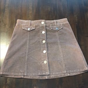 UO Suede Highwaisted Button Up Skirt